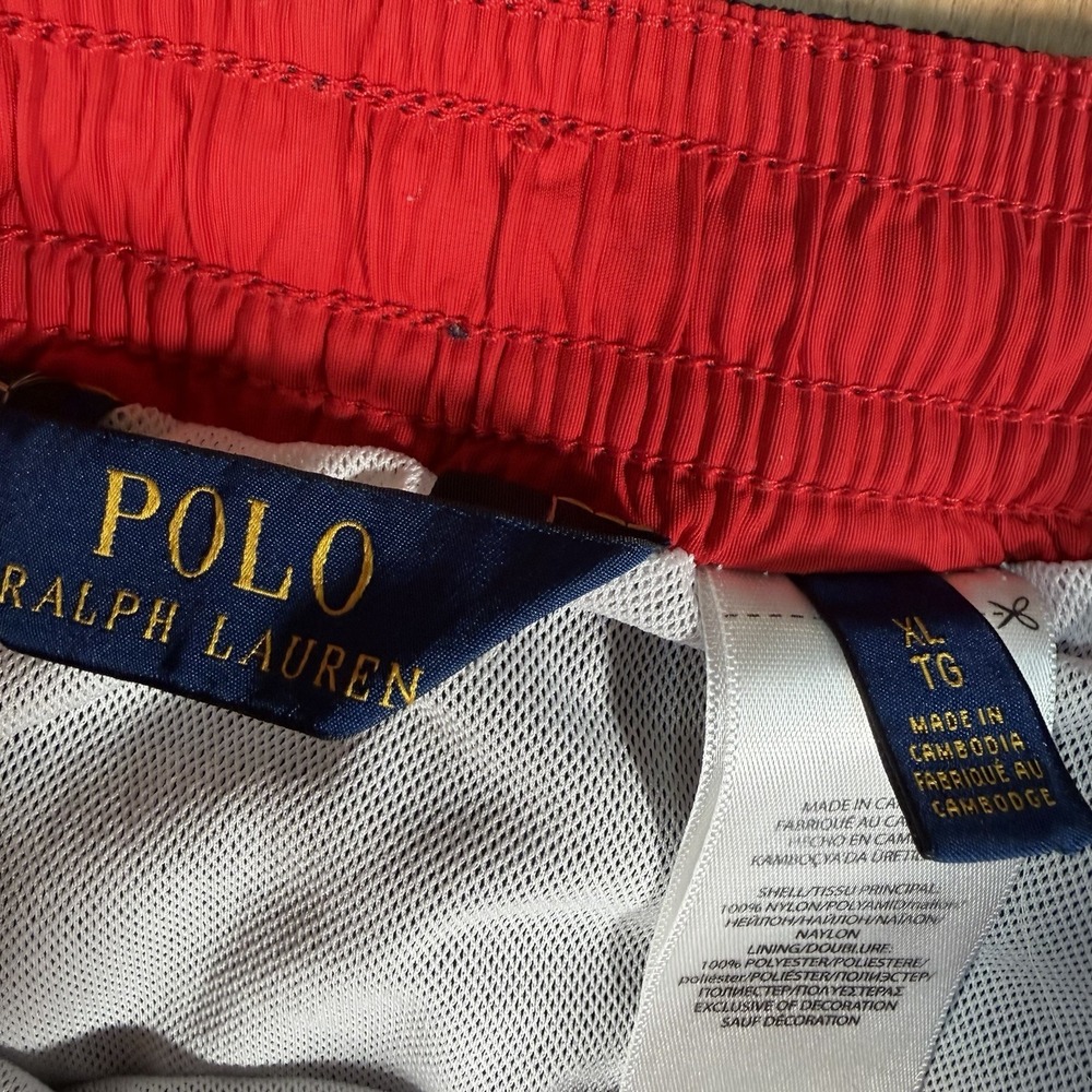 Polo Ralph Lauren Mens XL Swim Trunks Shorts Navy Red Yellow Pony Mesh Lined - Picture 5 of 8